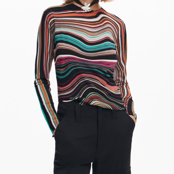DESIGUAL WAVY STRIPED SWEATER - Picture 2 of 6